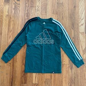 Adidas Kids Teal Long Sleeve Tee with Stripes